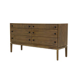 Natural Brown Solid Wood Frame West 6 Drawer Dresser Dressers LOOMLAN By LH Imports