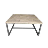 Natural Brown Square Coffee Table Wood Top With Metal Base Coffee Tables LOOMLAN By LH Imports