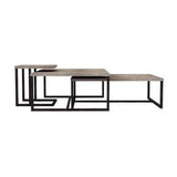 Natural Brown Square Coffee Table Wood Top With Metal Base Coffee Tables LOOMLAN By LH Imports