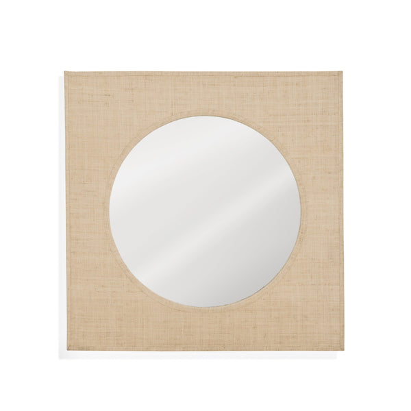 Natural Grass Cloth and MDF Beige Wall Mirror Wall Mirrors LOOMLAN By Bassett Mirror