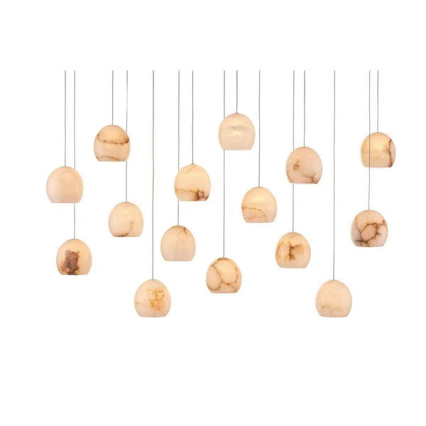 Natural Lazio Rectangular 15-Light Multi-Drop Pendant Pendants LOOMLAN By Currey & Co