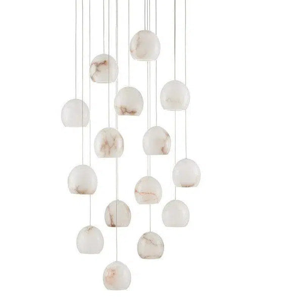 Natural Lazio Round 15-Light Multi-Drop Pendant Pendants LOOMLAN By Currey & Co