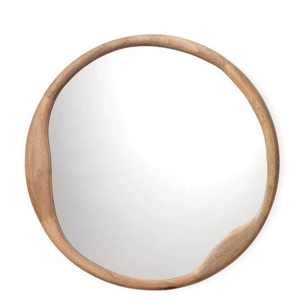 Natural Mango Wood Organic Round Wall Mirror Wall Mirrors LOOMLAN By Jamie Young