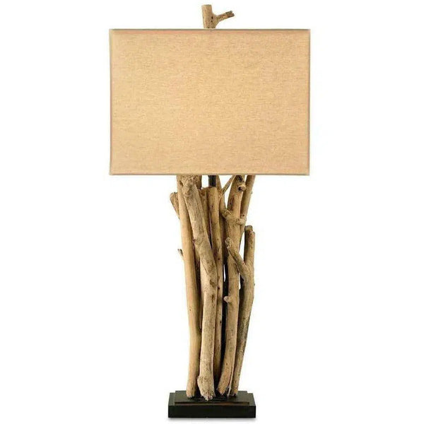 Natural Old Iron Driftwood Table Lamp Table Lamps LOOMLAN By Currey & Co