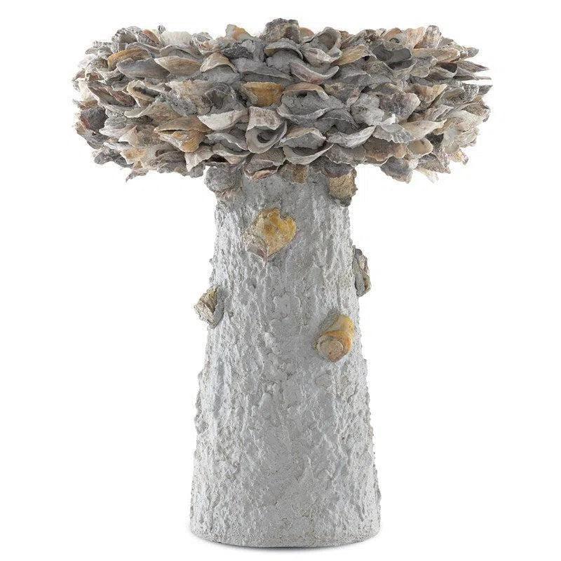 Natural Oyster Shell Medium Bird Bath Outdoor Accessories LOOMLAN By Currey & Co