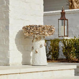 Natural Oyster Shell Small Bird Bath Outdoor Accessories LOOMLAN By Currey & Co