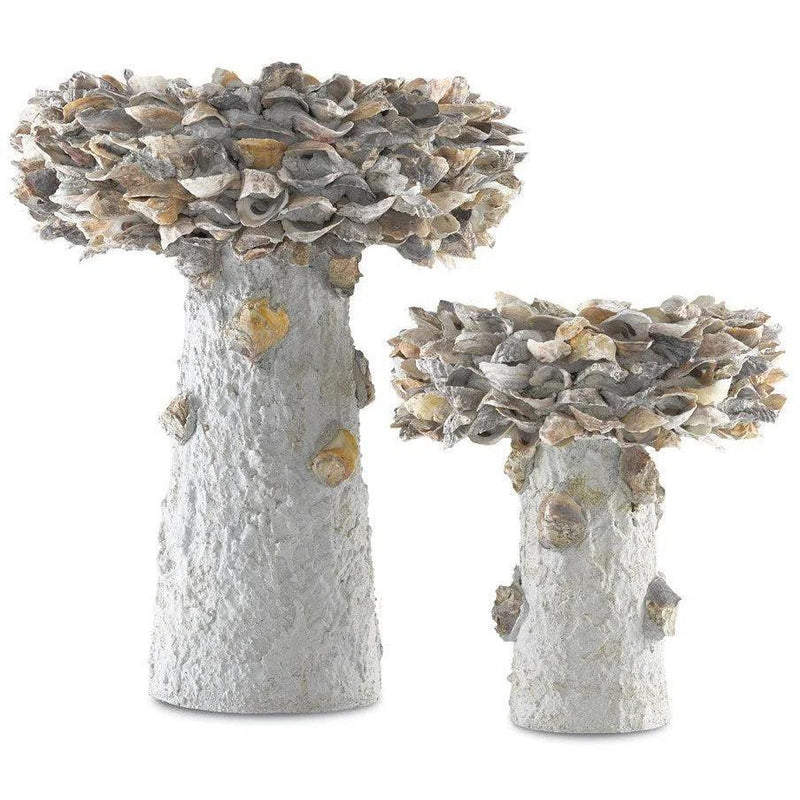 Natural Oyster Shell Small Bird Bath Outdoor Accessories LOOMLAN By Currey & Co