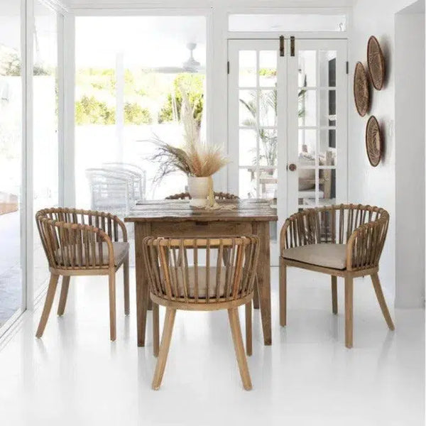 Natural Rattan and Teak Dining Chair Dining Chairs LOOMLAN By Artesia