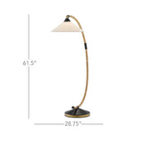 Natural Rattan New Brass Satin Black Lisbon Floor Lamp Floor Lamps LOOMLAN By Currey & Co