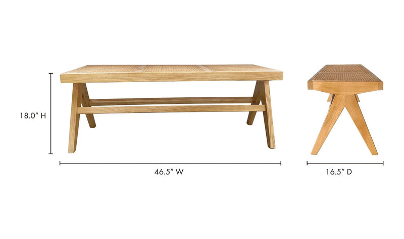 Natural Rattan Seat Takashi Bench Natural Bedroom Benches LOOMLAN By Moe's Home