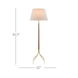 Natural Wood Brushed Brass Circus Floor Lamp Floor Lamps LOOMLAN By Currey & Co