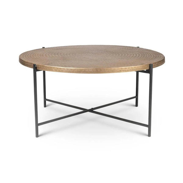 Navi Reclaimed Cast Aluminum Round Coffee Table Coffee Tables LOOMLAN By Urbia