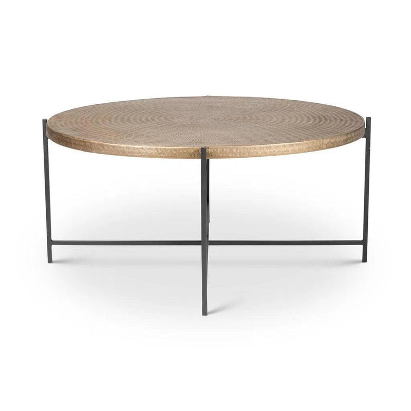 Navi Reclaimed Cast Aluminum Round Coffee Table Coffee Tables LOOMLAN By Urbia