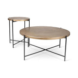 Navi Reclaimed Cast Aluminum Round Coffee Table Coffee Tables LOOMLAN By Urbia