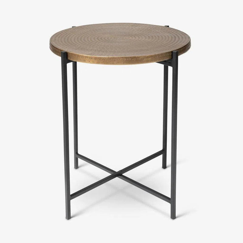 Navi Reclaimed Cast Aluminum Round End Table Side Tables LOOMLAN By Urbia