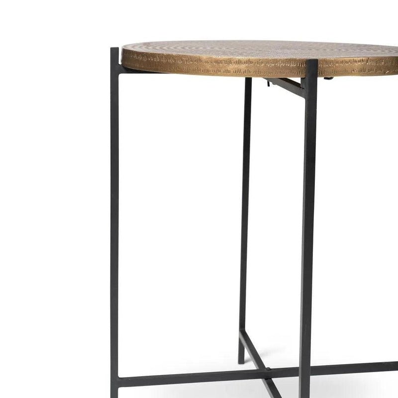 Navi Reclaimed Cast Aluminum Round End Table Side Tables LOOMLAN By Urbia