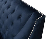 Navy Blue Velvet Charlotte Loveseat Sofas & Loveseats LOOMLAN By Sarreid