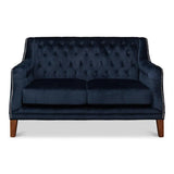 Navy Blue Velvet Charlotte Loveseat Sofas & Loveseats LOOMLAN By Sarreid