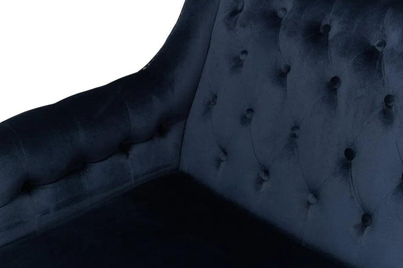 Navy Blue Velvet Charlotte Loveseat Sofas & Loveseats LOOMLAN By Sarreid