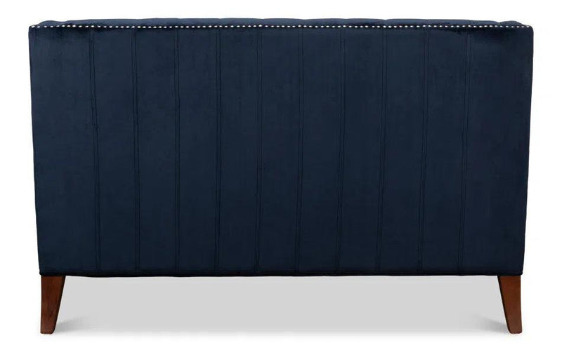 Navy Blue Velvet Charlotte Loveseat Sofas & Loveseats LOOMLAN By Sarreid