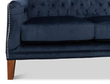 Navy Blue Velvet Charlotte Loveseat Sofas & Loveseats LOOMLAN By Sarreid