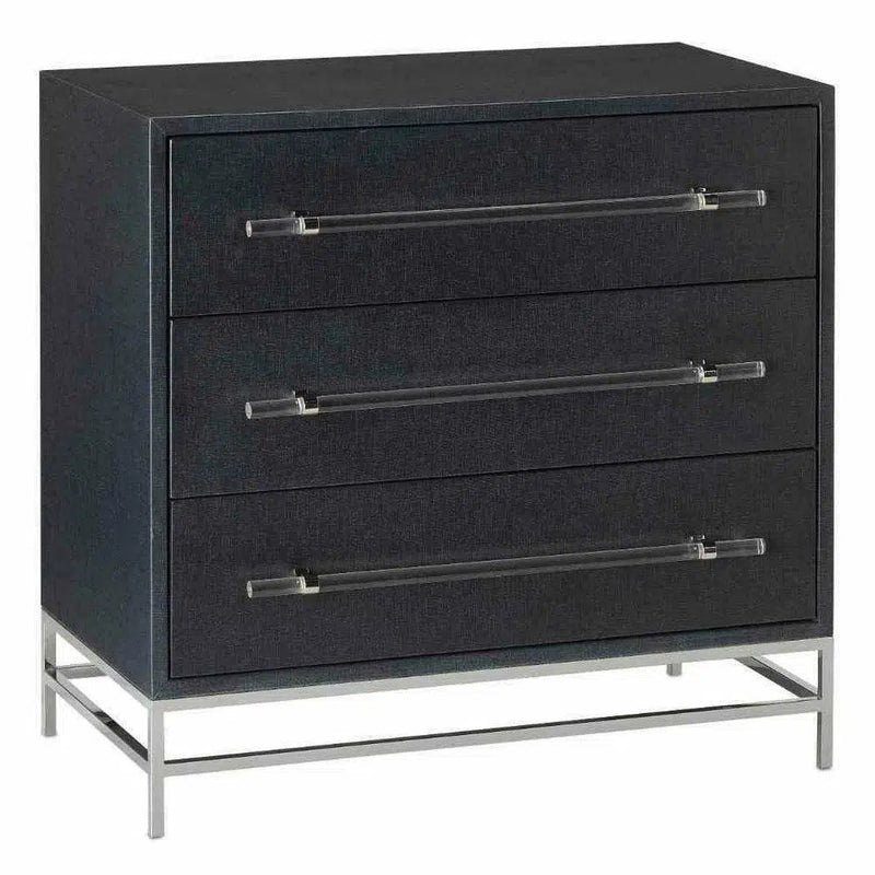 Navy Lacquered Black Clear Marcel Chest Chests LOOMLAN By Currey & Co