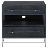 Navy Polished Nickel Marcel Small Accent Cabinet Accent Cabinets LOOMLAN By Currey & Co