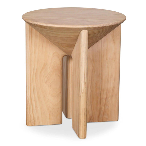 Nekko Natural Solid Pine Round Accent Table Side Tables LOOMLAN By Moe's Home