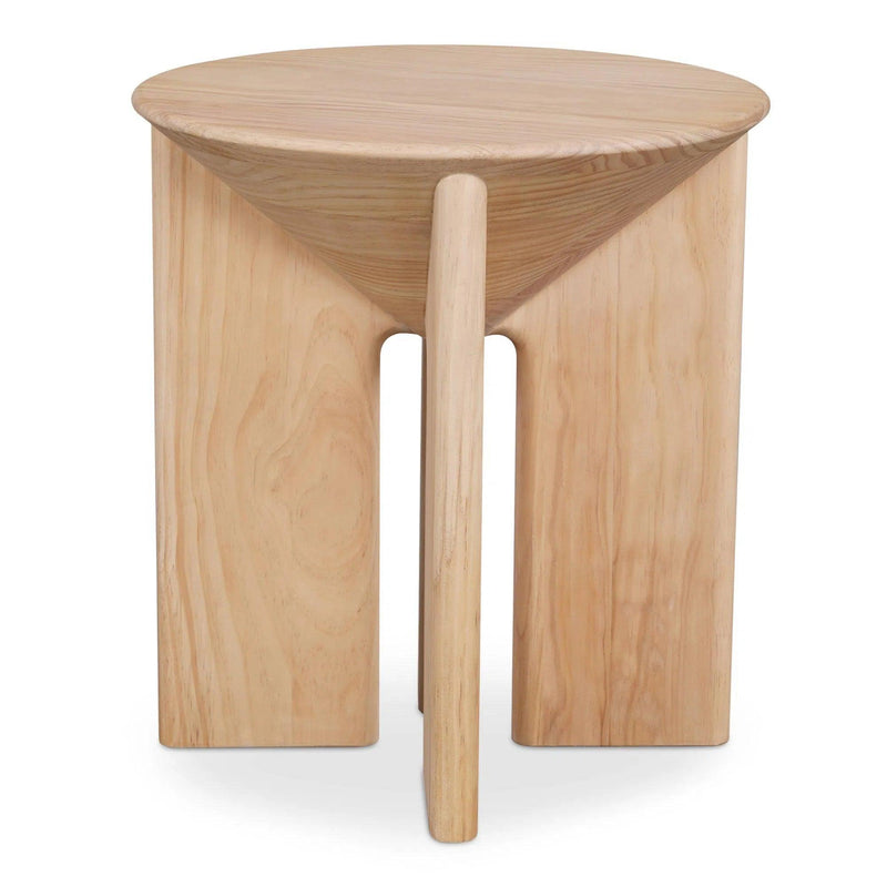 Nekko Natural Solid Pine Round Accent Table Side Tables LOOMLAN By Moe's Home