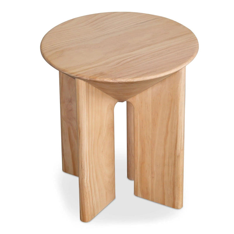 Nekko Natural Solid Pine Round Accent Table Side Tables LOOMLAN By Moe's Home