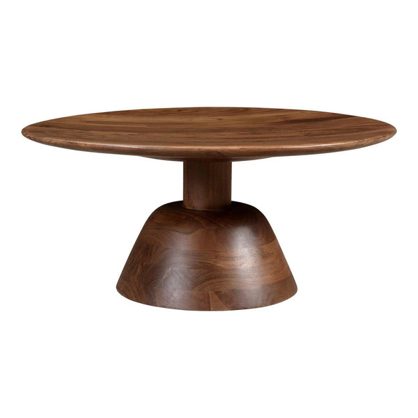 Nels Acacia Wood Brown Round Coffee Table Coffee Tables LOOMLAN By Moe's Home