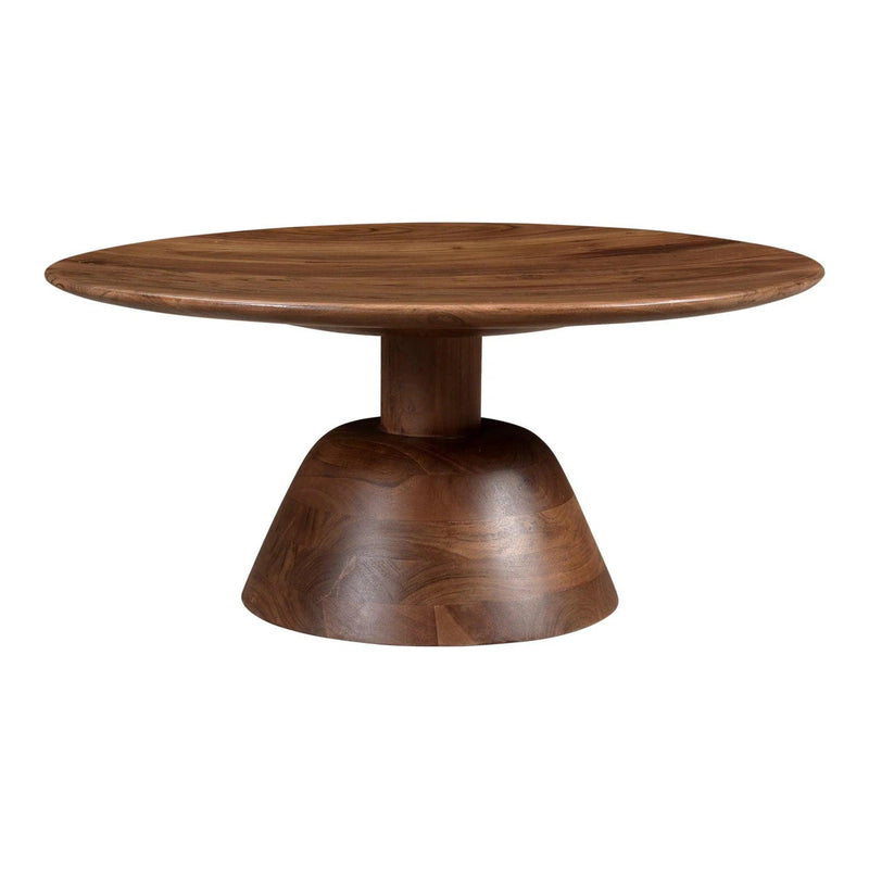 Nels Acacia Wood Brown Round Coffee Table Coffee Tables LOOMLAN By Moe's Home