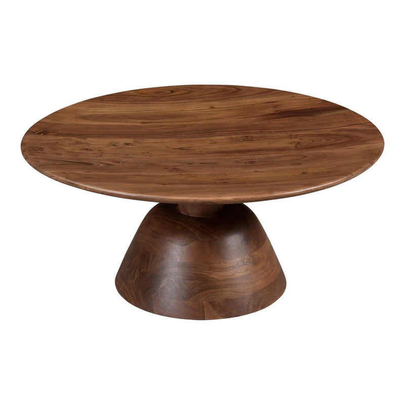 Nels Acacia Wood Brown Round Coffee Table Coffee Tables LOOMLAN By Moe's Home