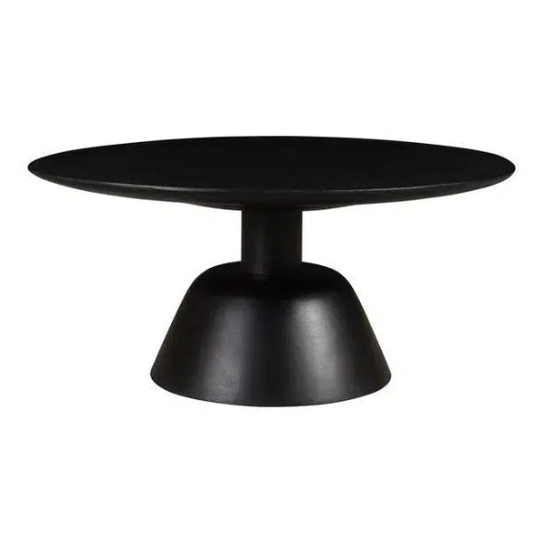 Nels Modern Solid Mango Wood Black Round Coffee Table Coffee Tables LOOMLAN By Moe's Home