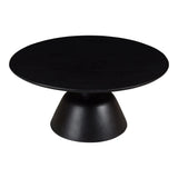 Nels Modern Solid Mango Wood Black Round Coffee Table Coffee Tables LOOMLAN By Moe's Home