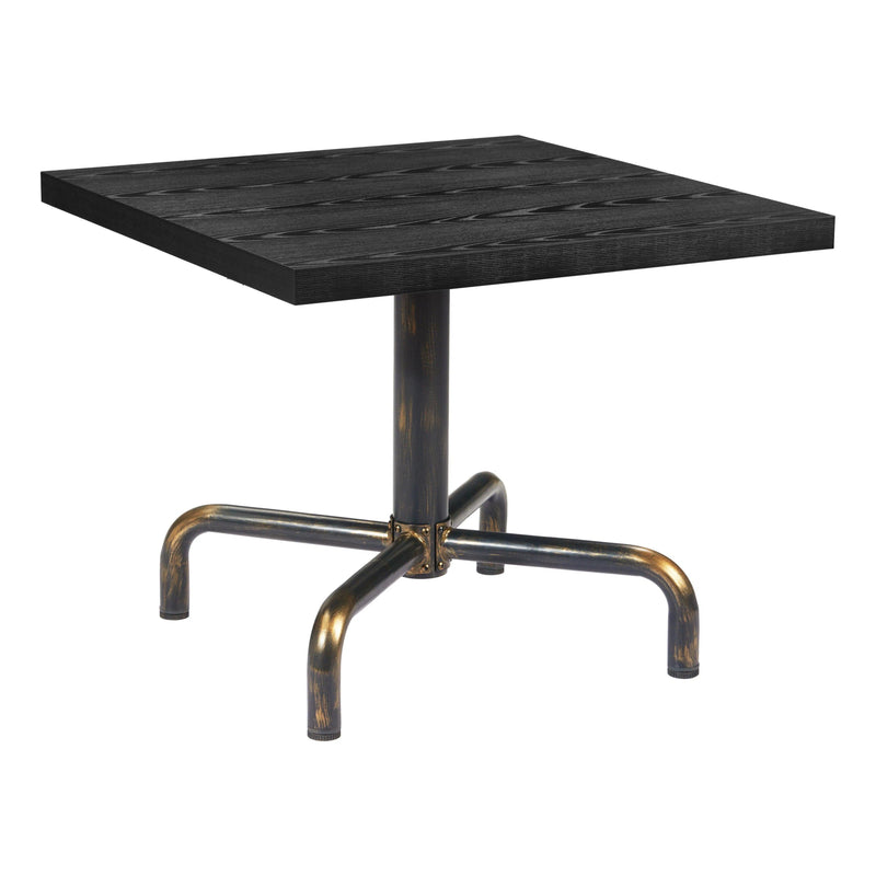 Neum Steel and Wood Black Square Bistro Table Dining Tables LOOMLAN By Zuo Modern