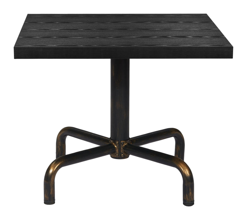 Neum Steel and Wood Black Square Bistro Table Dining Tables LOOMLAN By Zuo Modern