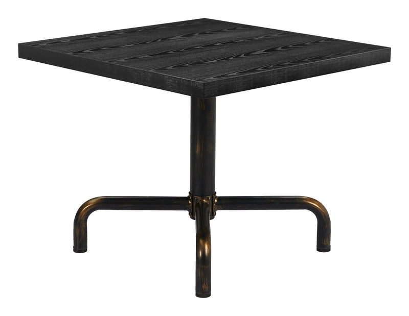 Neum Steel and Wood Black Square Bistro Table Dining Tables LOOMLAN By Zuo Modern