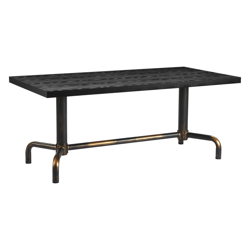 Neum Wood and Steel Black Rectangular Dining Table Dining Tables LOOMLAN By Zuo Modern