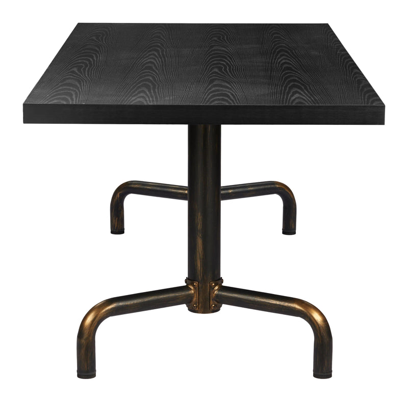 Neum Wood and Steel Black Rectangular Dining Table Dining Tables LOOMLAN By Zuo Modern