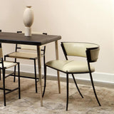 Nevado Off White Leather Dining Chair Full Grain Leather Dining Chairs LOOMLAN By Jamie Young