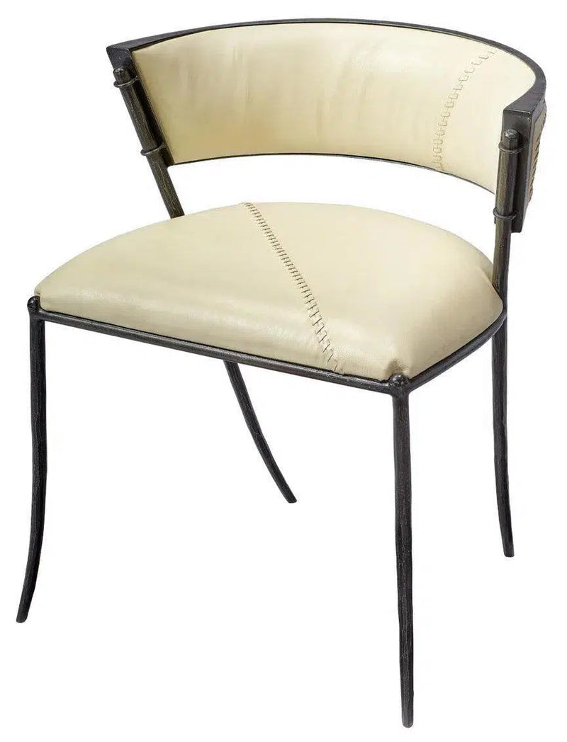 Nevado Off White Leather Dining Chair Full Grain Leather Dining Chairs LOOMLAN By Jamie Young