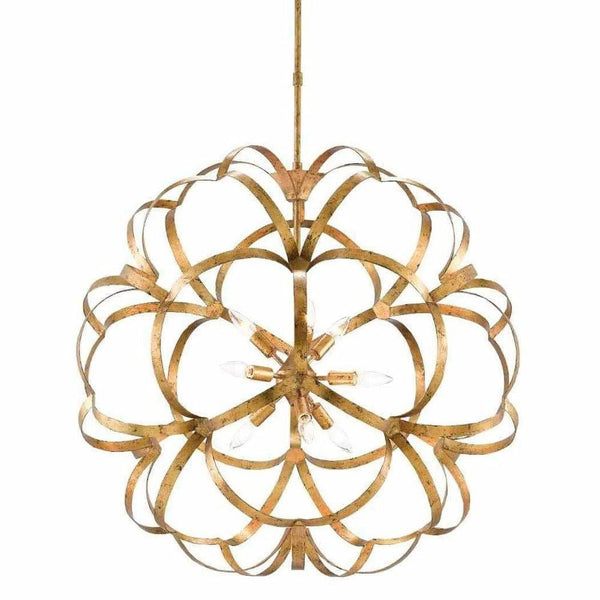 New Gold Leaf Sappho Orb Chandelier Chandeliers LOOMLAN By Currey & Co