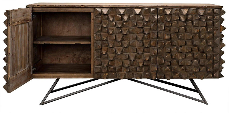 New York Wood and Steel Brown Sideboard Sideboards LOOMLAN By Noir