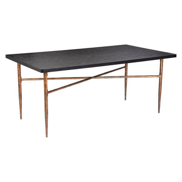 Nida Wood and Steel Black Rectangular Dining Table Dining Tables LOOMLAN By Zuo Modern