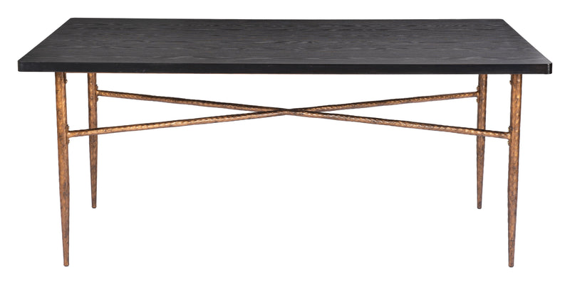 Nida Wood and Steel Black Rectangular Dining Table Dining Tables LOOMLAN By Zuo Modern