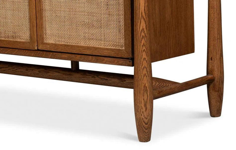 Nido Natural Wood 4 Door Rattan Sideboard Sideboards LOOMLAN By Sarreid