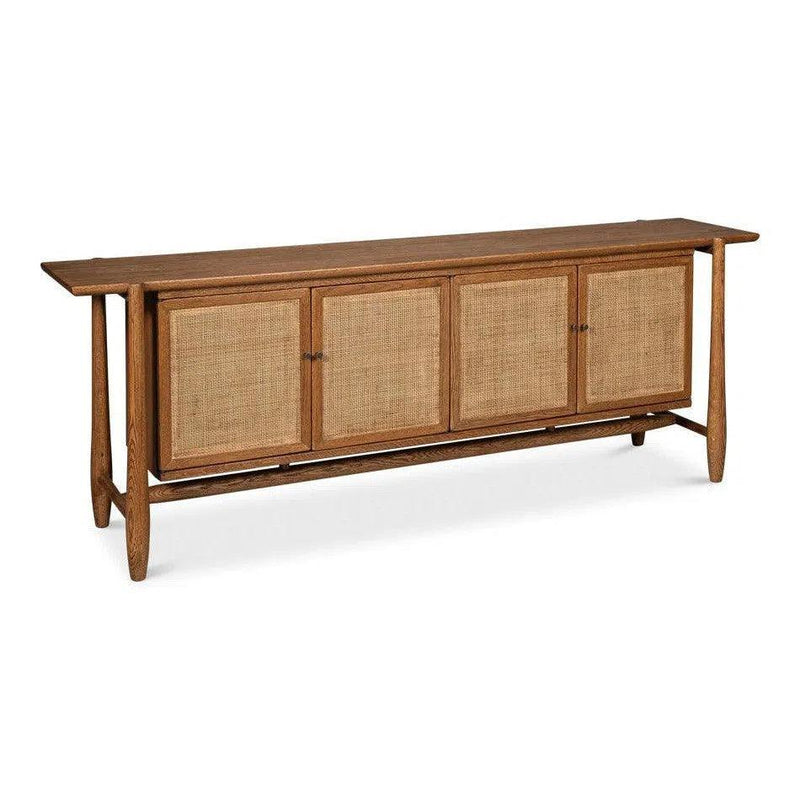 Nido Natural Wood 4 Door Rattan Sideboard Sideboards LOOMLAN By Sarreid