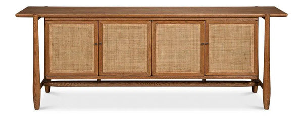 Nido Natural Wood 4 Door Rattan Sideboard Sideboards LOOMLAN By Sarreid