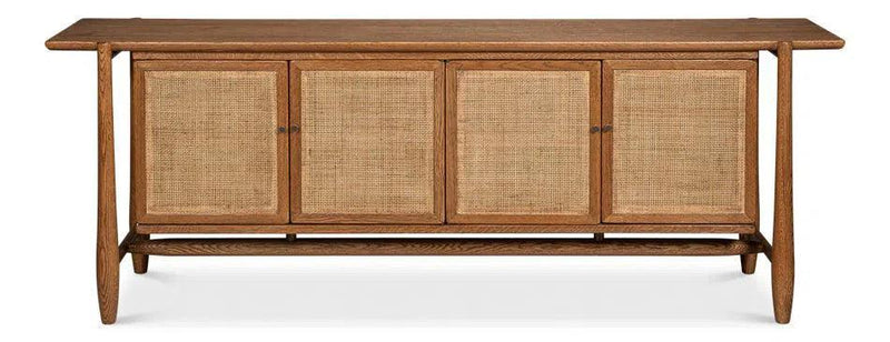 Nido Natural Wood 4 Door Rattan Sideboard Sideboards LOOMLAN By Sarreid